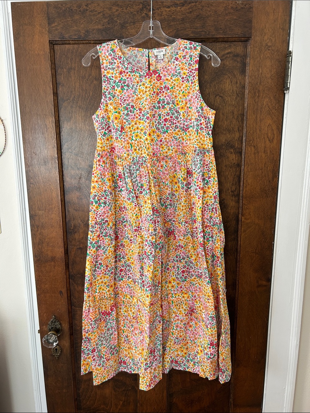 Women’s Jcrew Factory Floral tiered Sleeveless Midi Dress - Yellow Multi